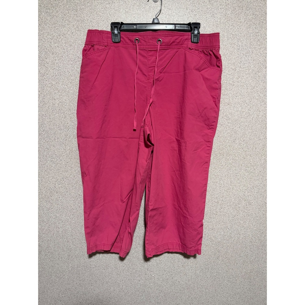 Lane Bryant Womens Pink Cropped Capri‎ Pants Elastic Drawstring Waist Size 14